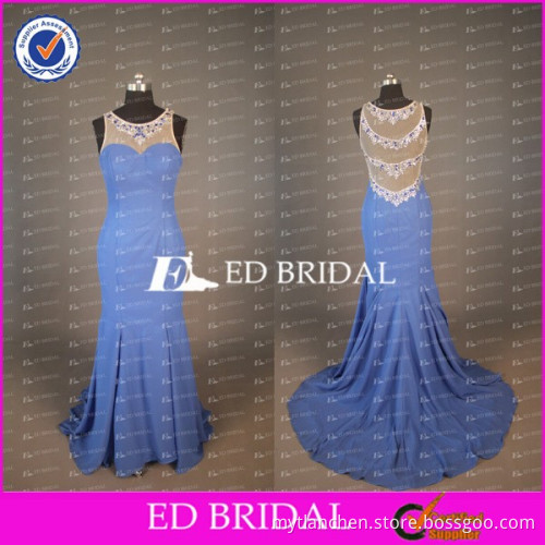 CE768 New Model Fashion See Through Back Beaded Designer Evening Gowns